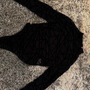 Black Geometric Long Sleeve Bodysuit
